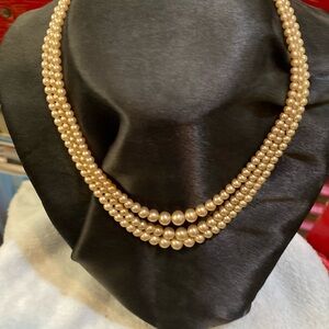 3 Strand Faux Pearl Necklace